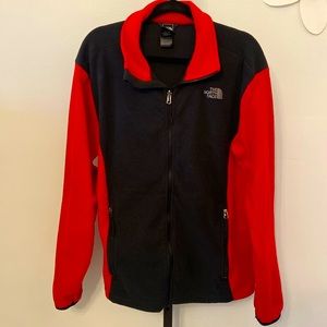 The North Face Apex Full Zip Fleece Jacket Mens Black Red Zipped Pockets Sz XL